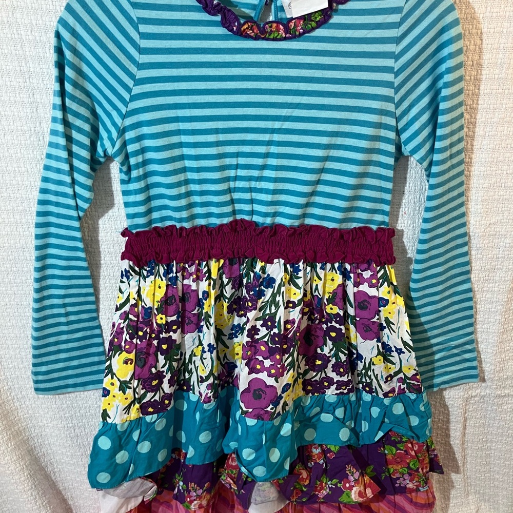 Rare Editions Turquoise and Purple Striped Dress